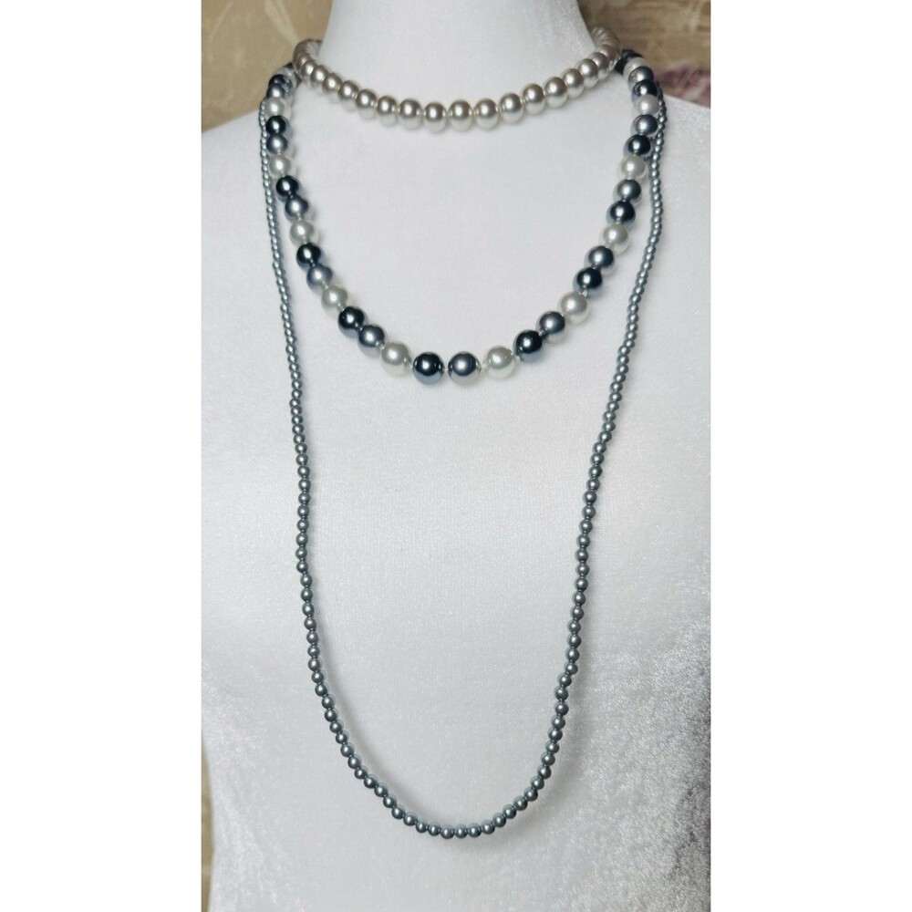 Faux Pearl Necklace Lot of 3 Sterling & 14K GF Clasp Danecraft NOS Vintage MCM